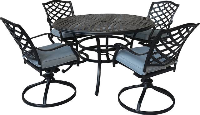 Telese Espresso 5 Pc Outdoor Round Dining Set - Thumbnail - Image 1