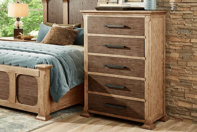 Telluride Brown 5 Pc King Panel Bedroom with Upholstered Bench - Thumbnail - Image 10