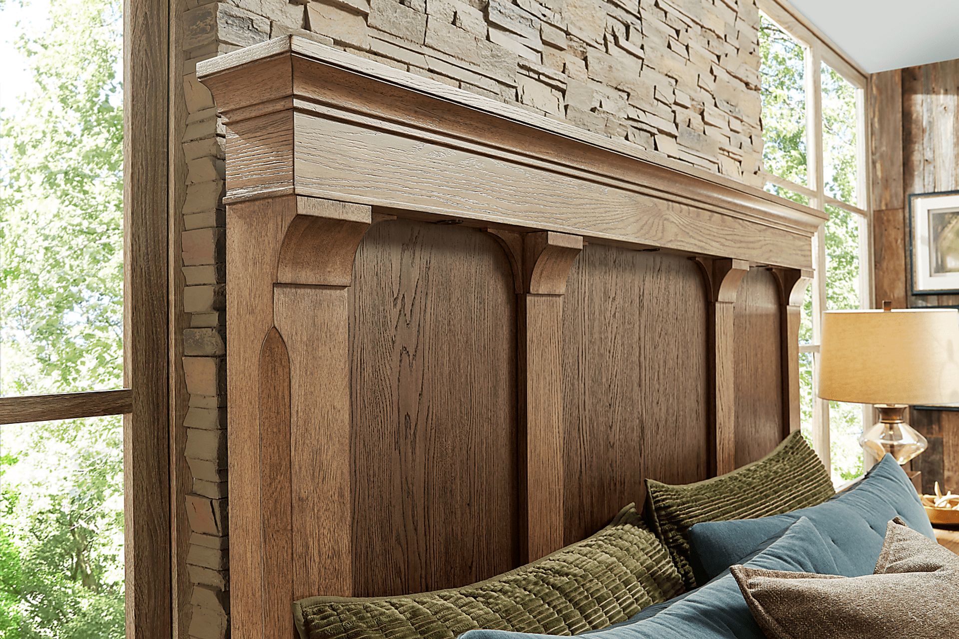 Telluride Brown King Panel Bed with Upholstered Bench - Image 3