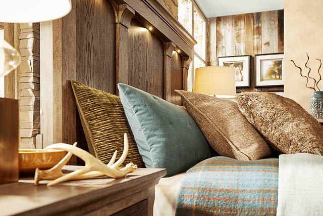 Telluride Brown King Panel Bed with Upholstered Bench - Thumbnail - Image 4
