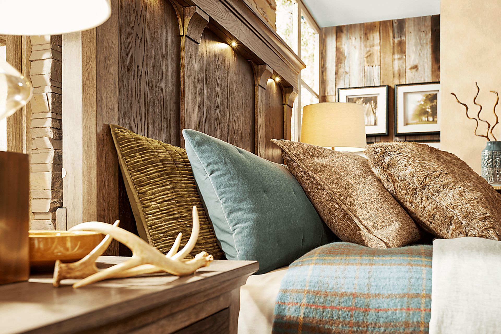 Telluride Brown King Panel Bed with Upholstered Bench - Image 4