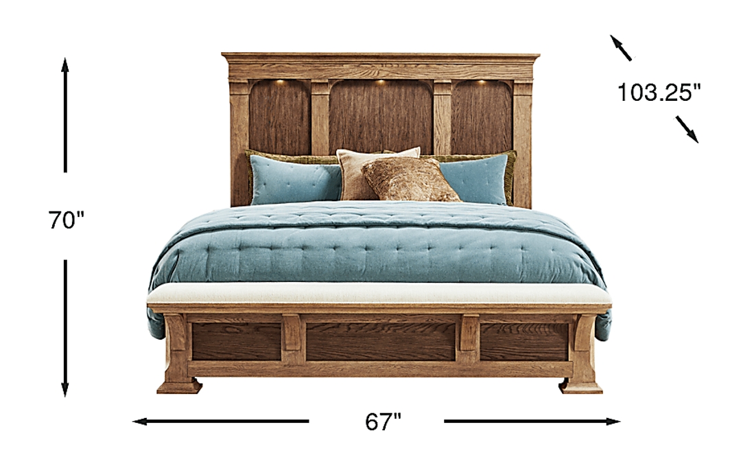Telluride Brown Queen Panel Bed with Upholstered Bench