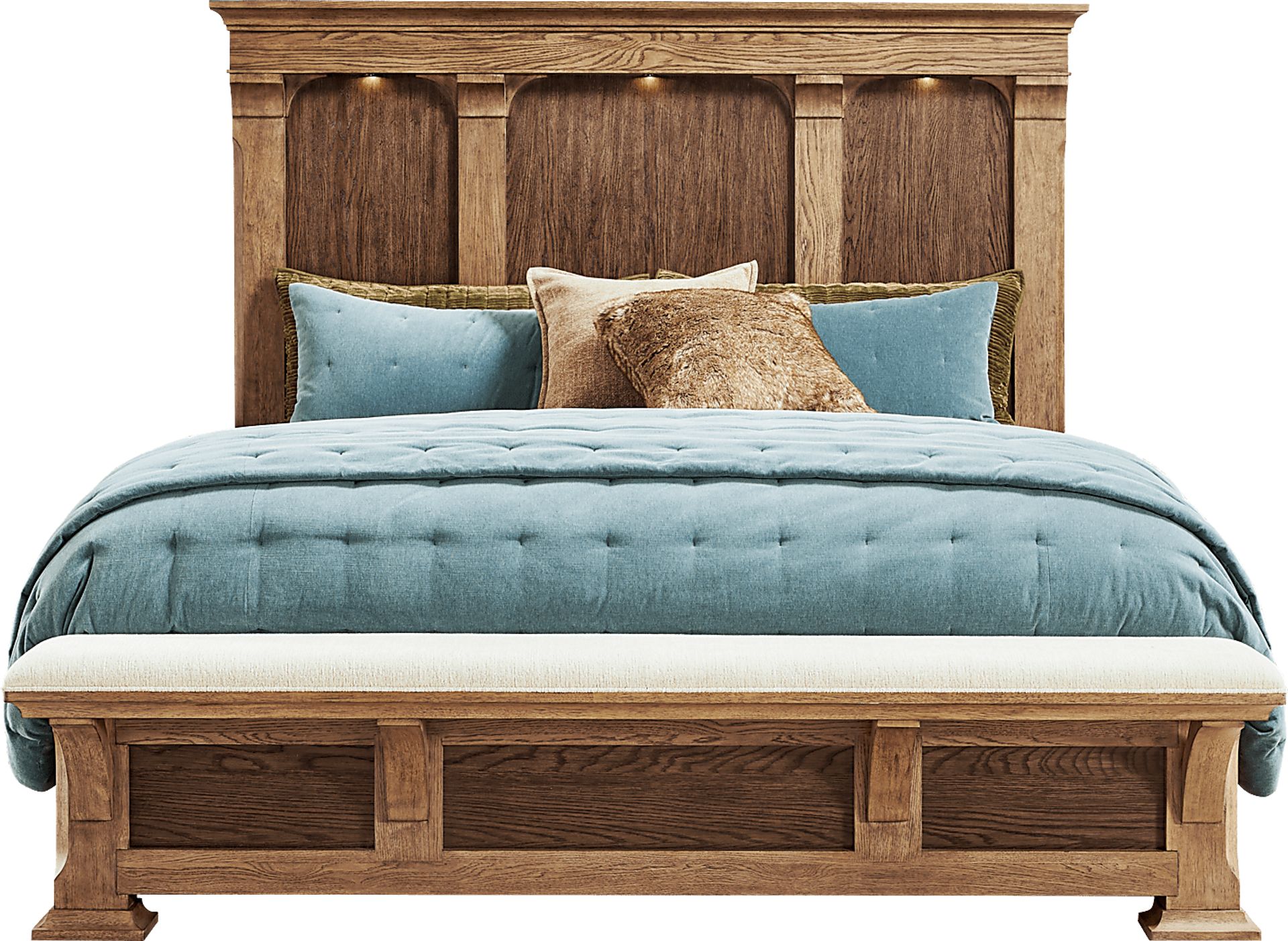 Telluride Brown 5 Pc Queen Panel Bedroom with Upholstered Bench - Image 2