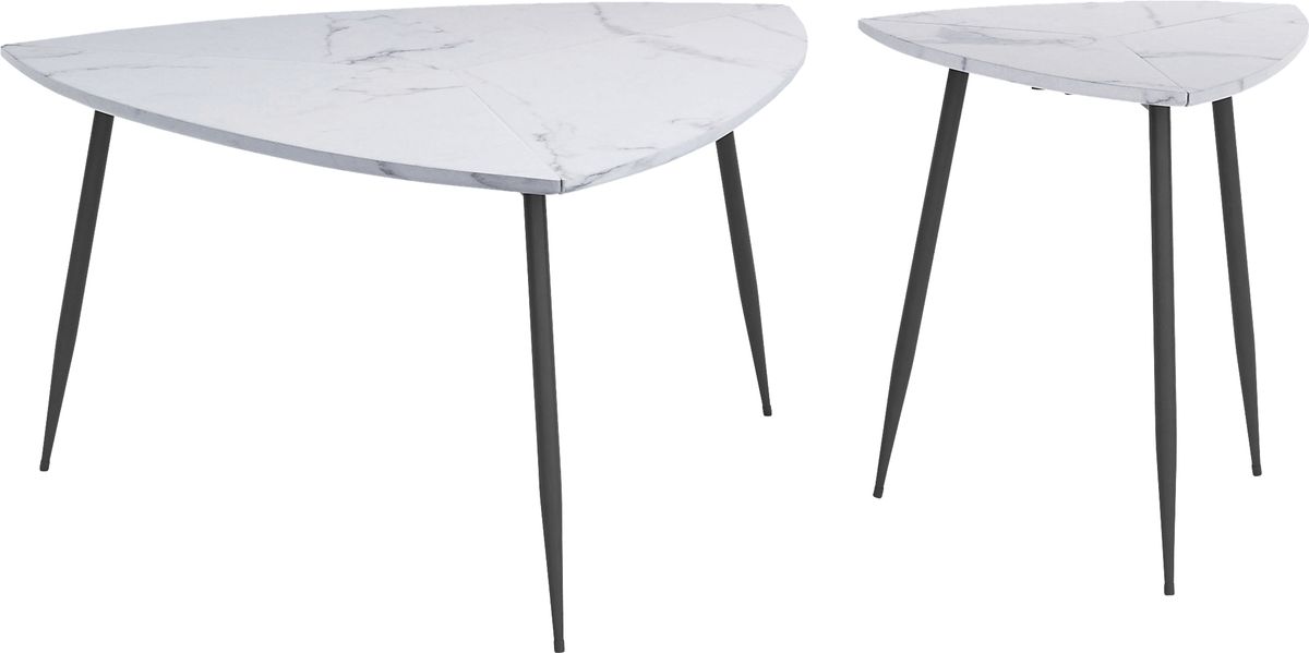 Tellury White Colors,White Accent Table, Set Of 2 Rooms to Go