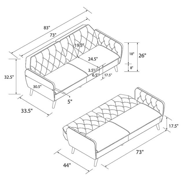 Telora II Gray Futon - Thumbnail - Image 19