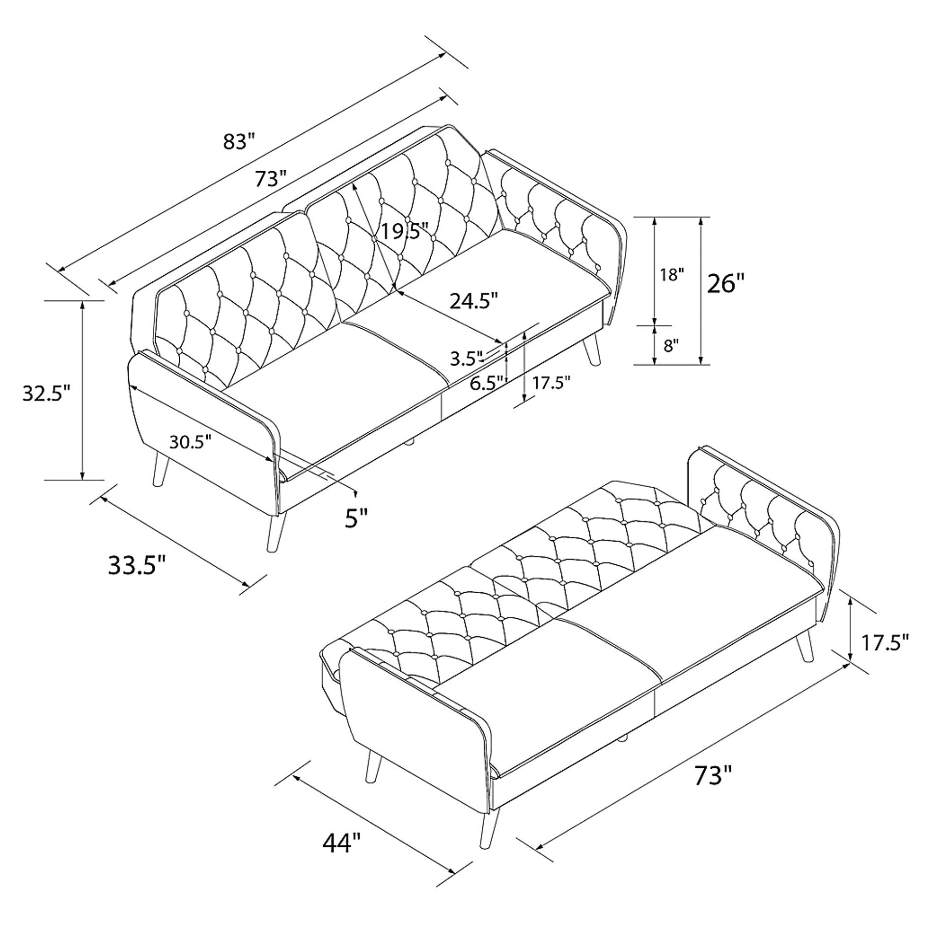 Telora II Gray Futon - Image 19