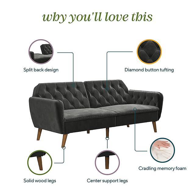Telora II Gray Futon - Thumbnail - Image 6