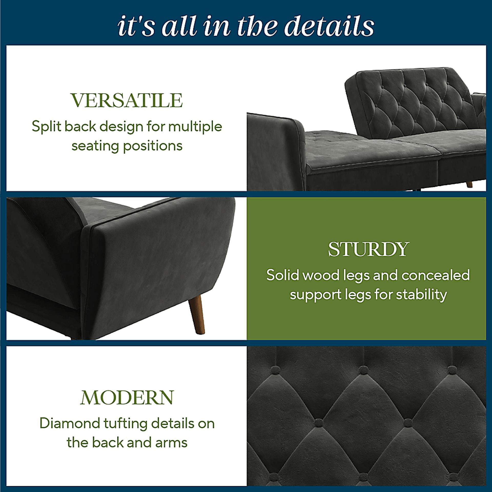 Telora II Gray Futon - Image 7