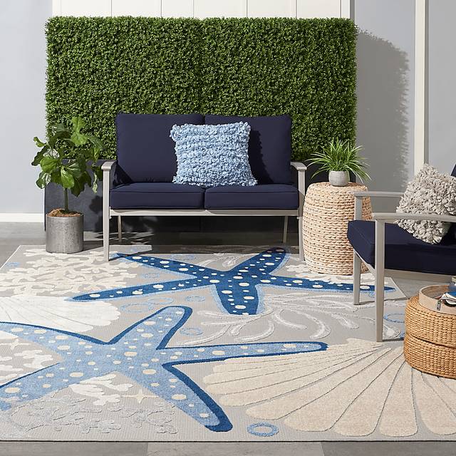 Tempany Blue/Gray 7'10 x 10'6 Indoor/Outdoor Rug - Thumbnail - Image 2