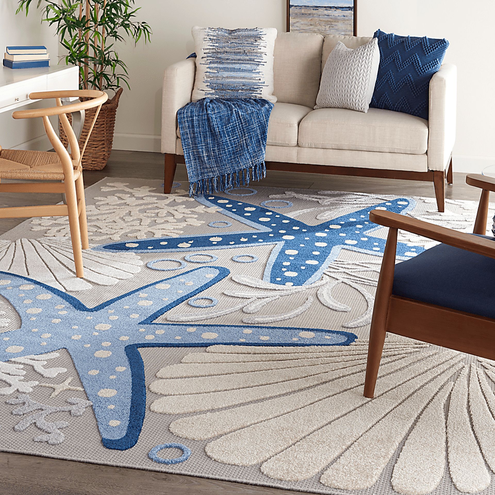 Tempany Blue/Gray 7'10 x 10'6 Indoor/Outdoor Rug - Image 4