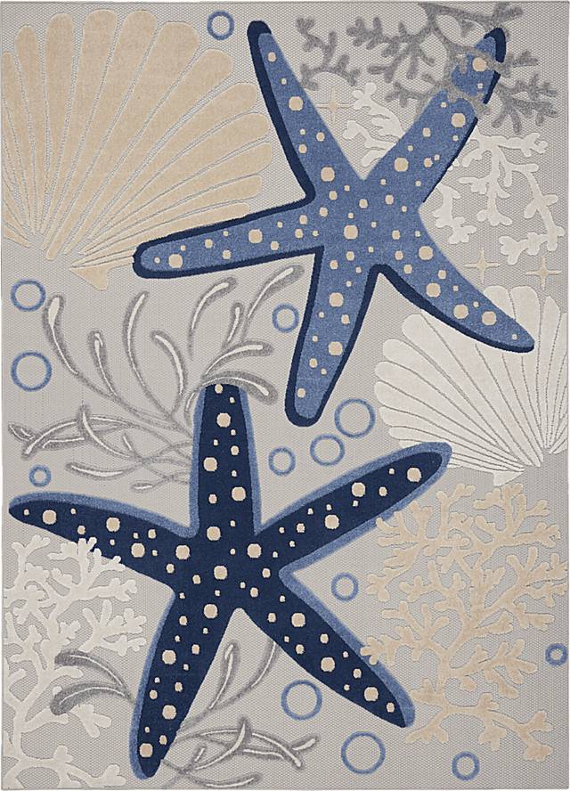 Tempany Blue/Gray 7'10 x 10'6 Indoor/Outdoor Rug - Thumbnail - Image 1