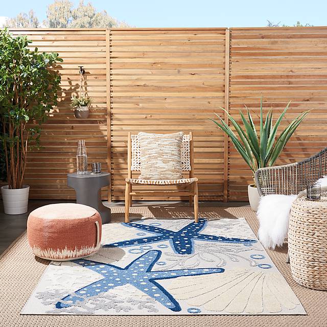 Tempany Blue/Gray 5'3 x 7'5 Indoor/Outdoor Rug - Thumbnail - Image 2