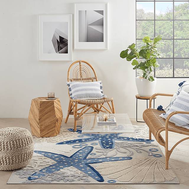 Tempany Blue/Gray 5'3 x 7'5 Indoor/Outdoor Rug - Thumbnail - Image 3