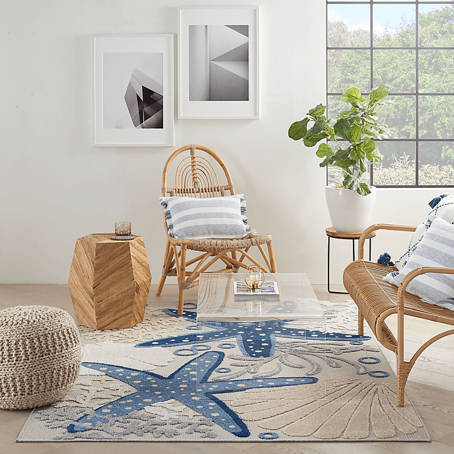 Tempany Blue/Gray 5'3 x 7'5 Indoor/Outdoor Rug - Image 3