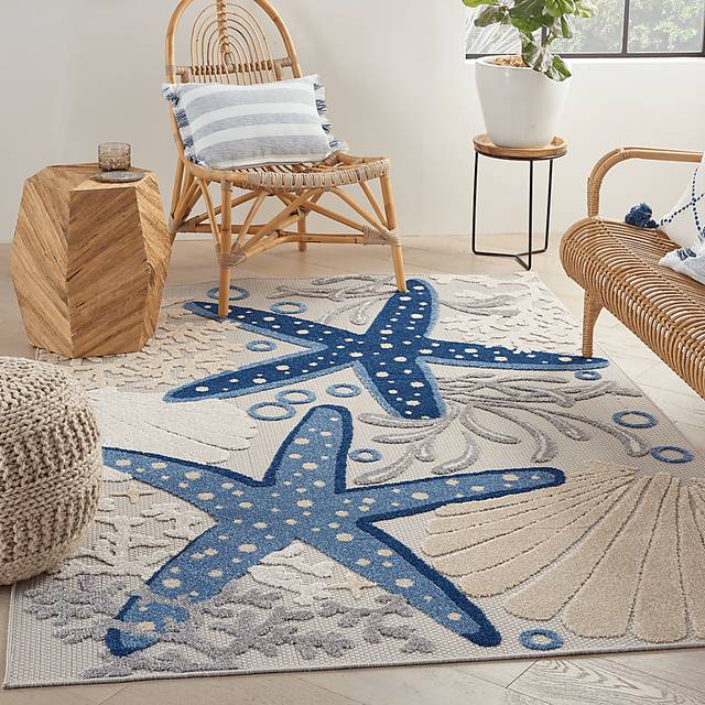 Tempany Blue/Gray 5'3 x 7'5 Indoor/Outdoor Rug - Thumbnail - Image 4