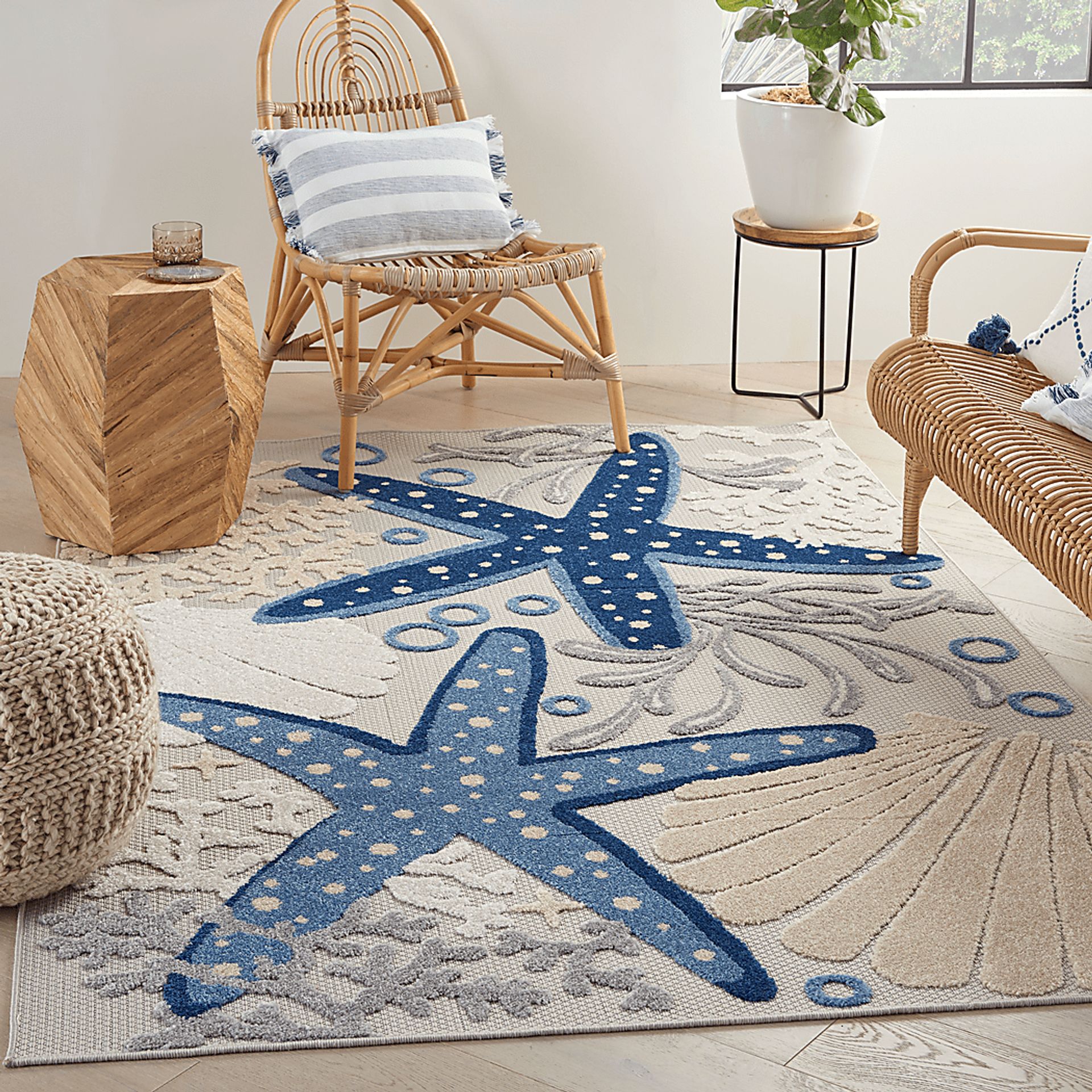 Tempany Blue/Gray 5'3 x 7'5 Indoor/Outdoor Rug - Image 4