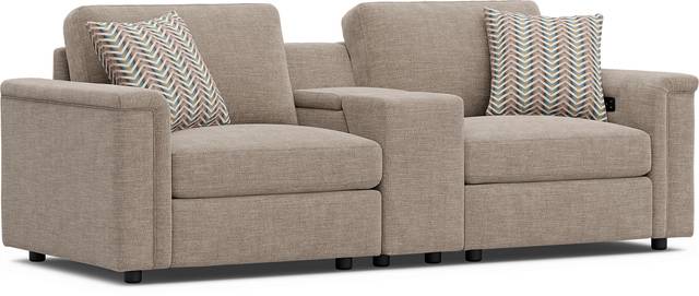 Tempo Modular Beige 3 Pc Sectional with Media Console - Thumbnail - Image 1