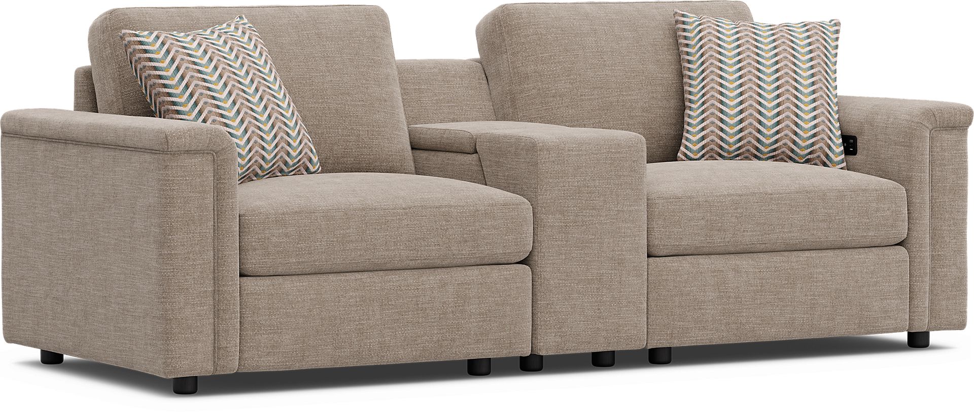 Tempo Modular Beige 3 Pc Sectional with Media Console - Image 1