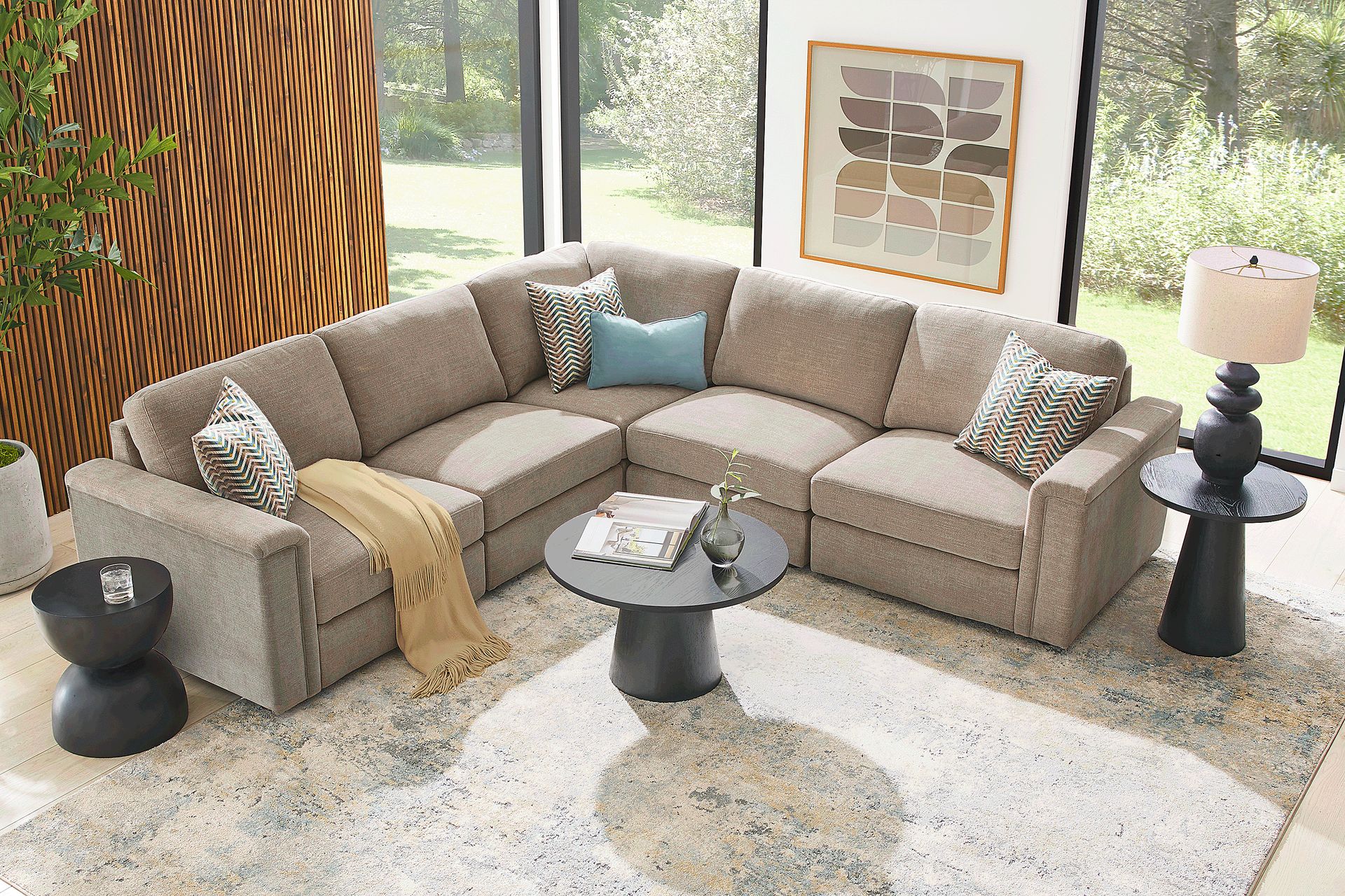 Tempo Modular Beige 5 Pc Sectional - Image 2
