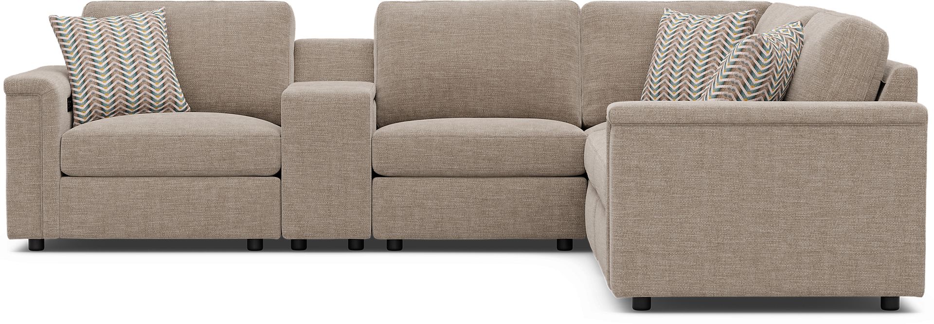 Tempo Modular Beige 6 Pc Sectional with Media Console - Image 3