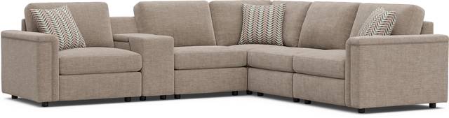Tempo Modular Beige 6 Pc Sectional with Media Console - Thumbnail - Image 1