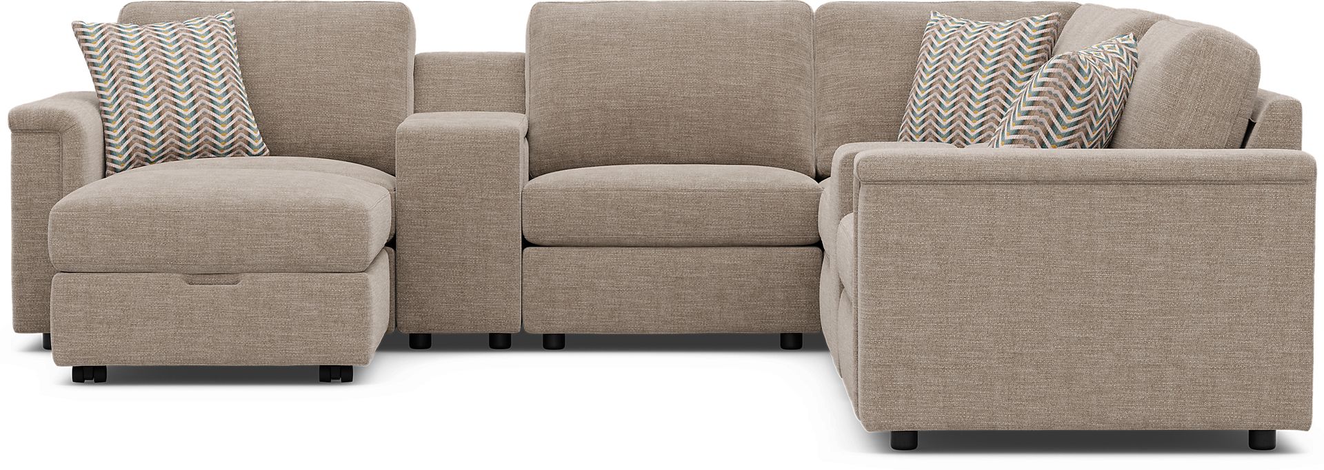 Tempo Modular Beige 8 Pc Sectional with Media Consoles - Image 3