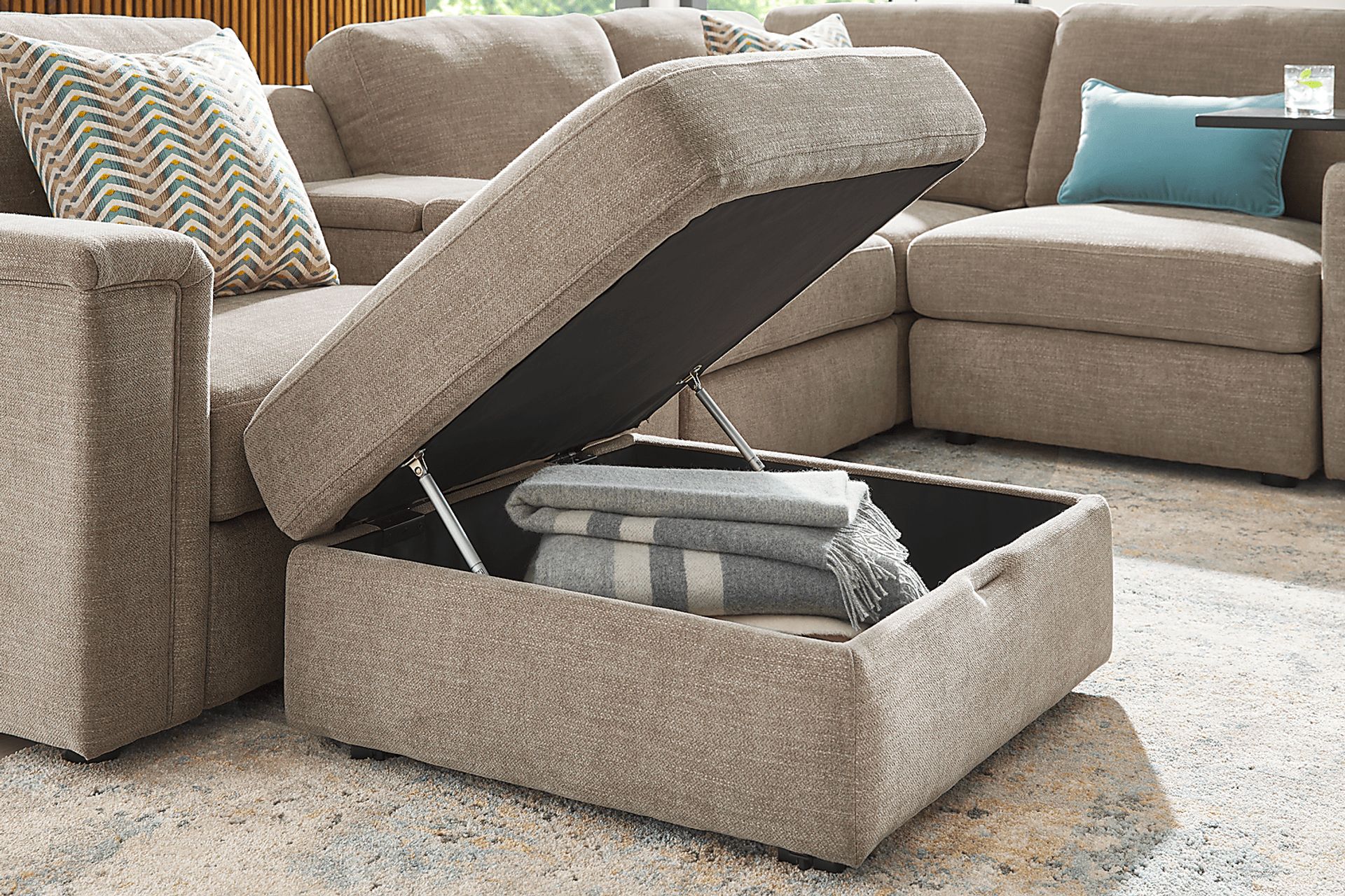 Tempo Modular Beige 8 Pc Sectional with Media Consoles - Image 4