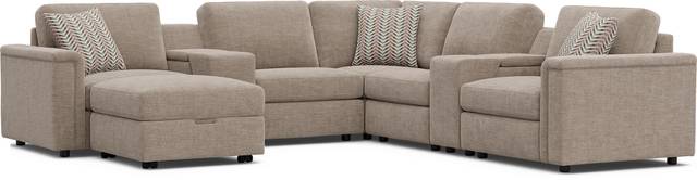 Tempo Modular Beige 8 Pc Sectional with Media Consoles - Thumbnail - Image 1