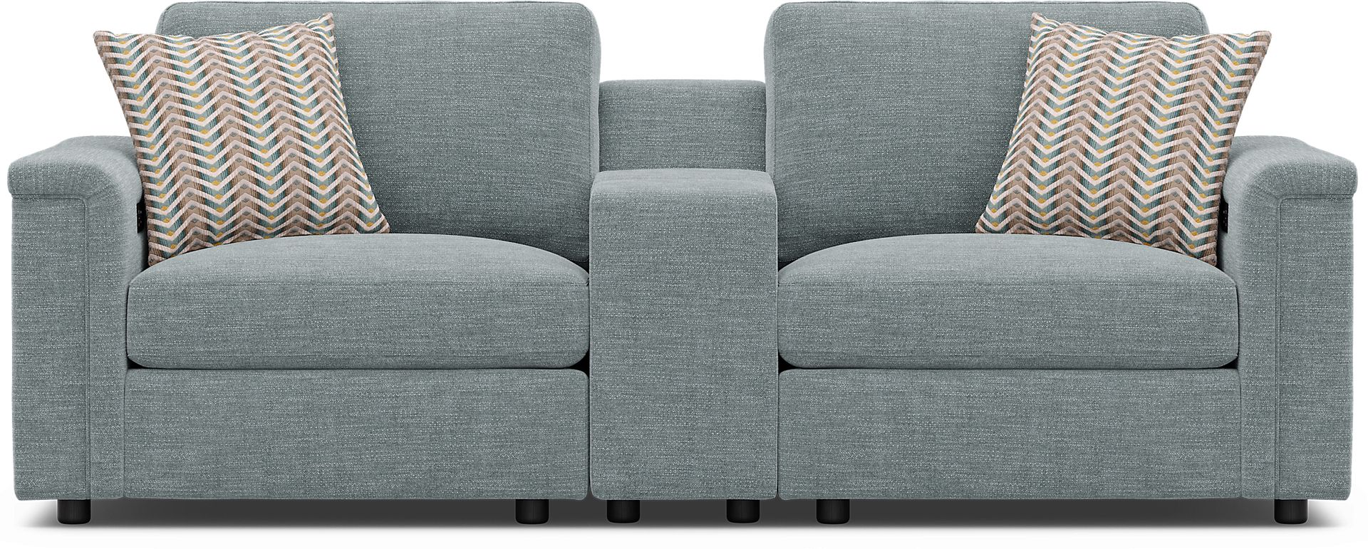 Tempo Modular Blue 3 Pc Sectional with Media Console - Image 2
