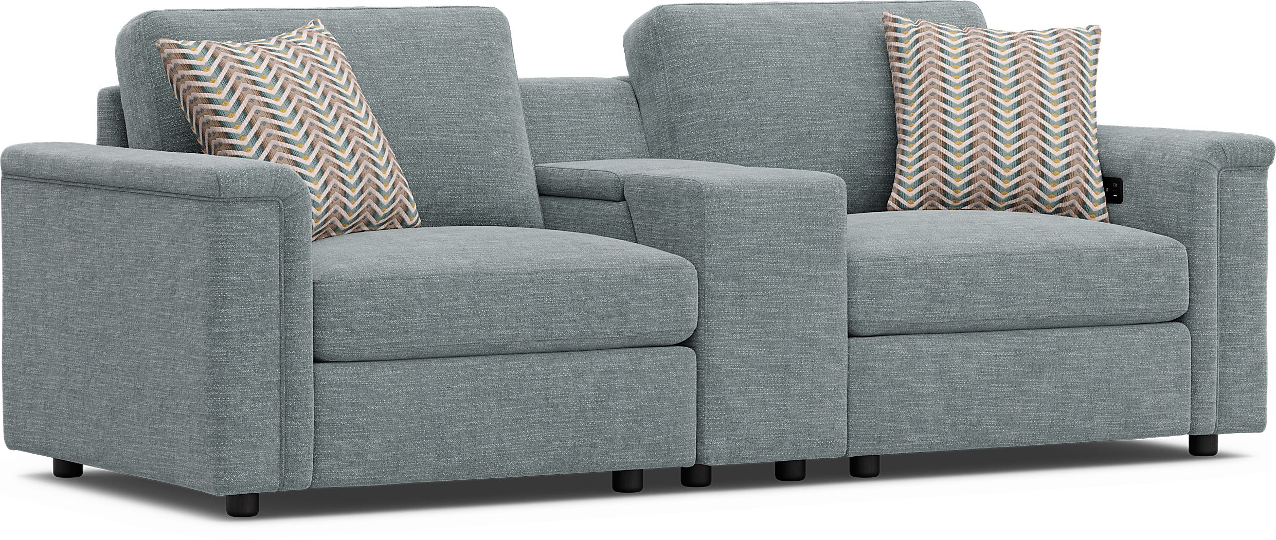 Tempo Modular Blue 3 Pc Sectional with Media Console