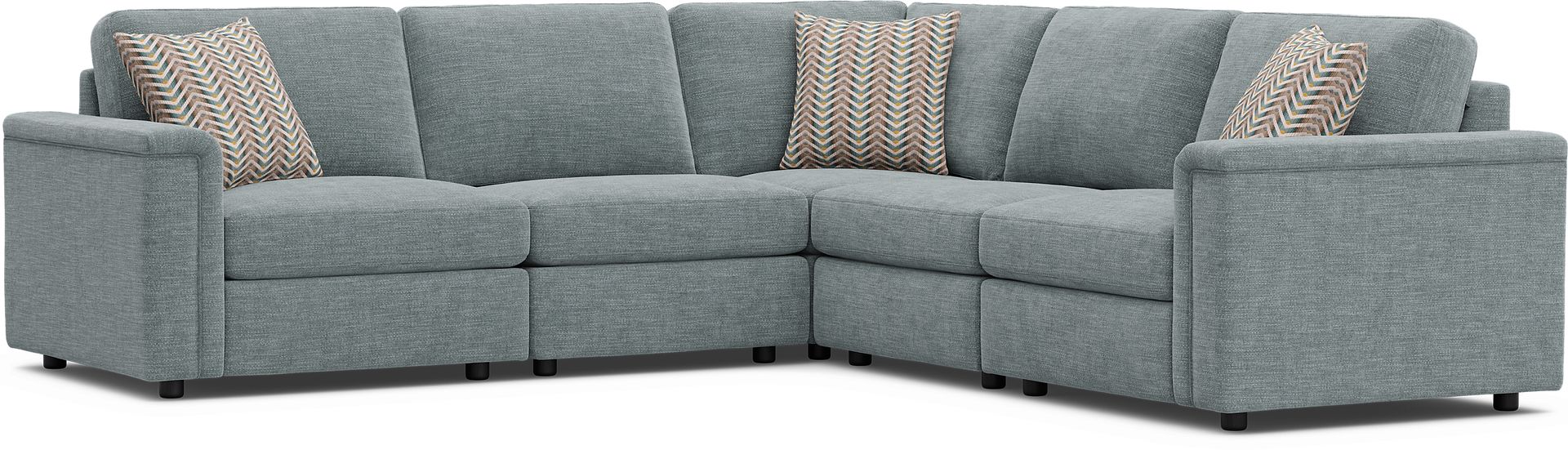 Tempo Modular Blue 5 Pc Sectional with Audio - Image 1
