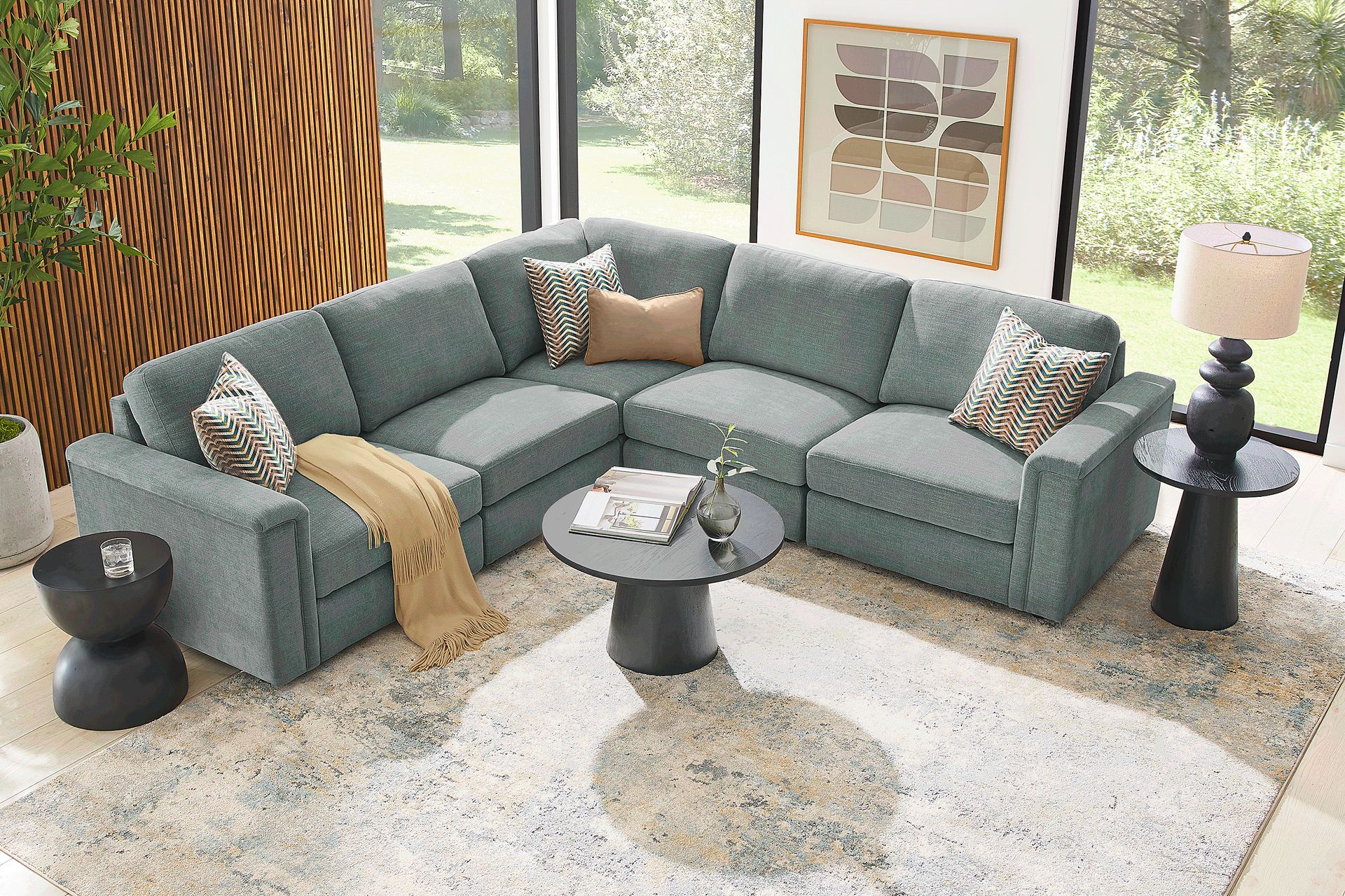 Tempo Modular Blue 5 Pc Sectional with Audio - Image 2
