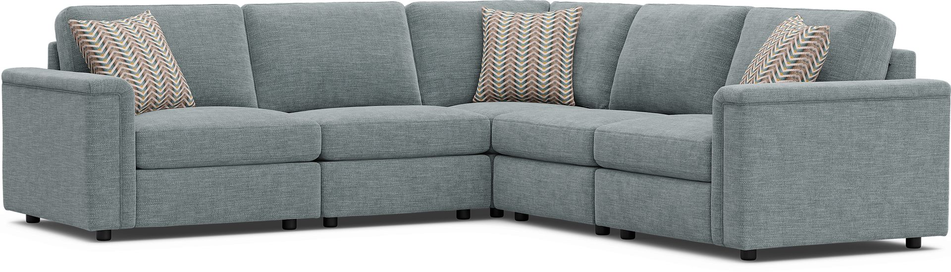 Tempo Modular Blue 5 Pc Sectional - Image 1