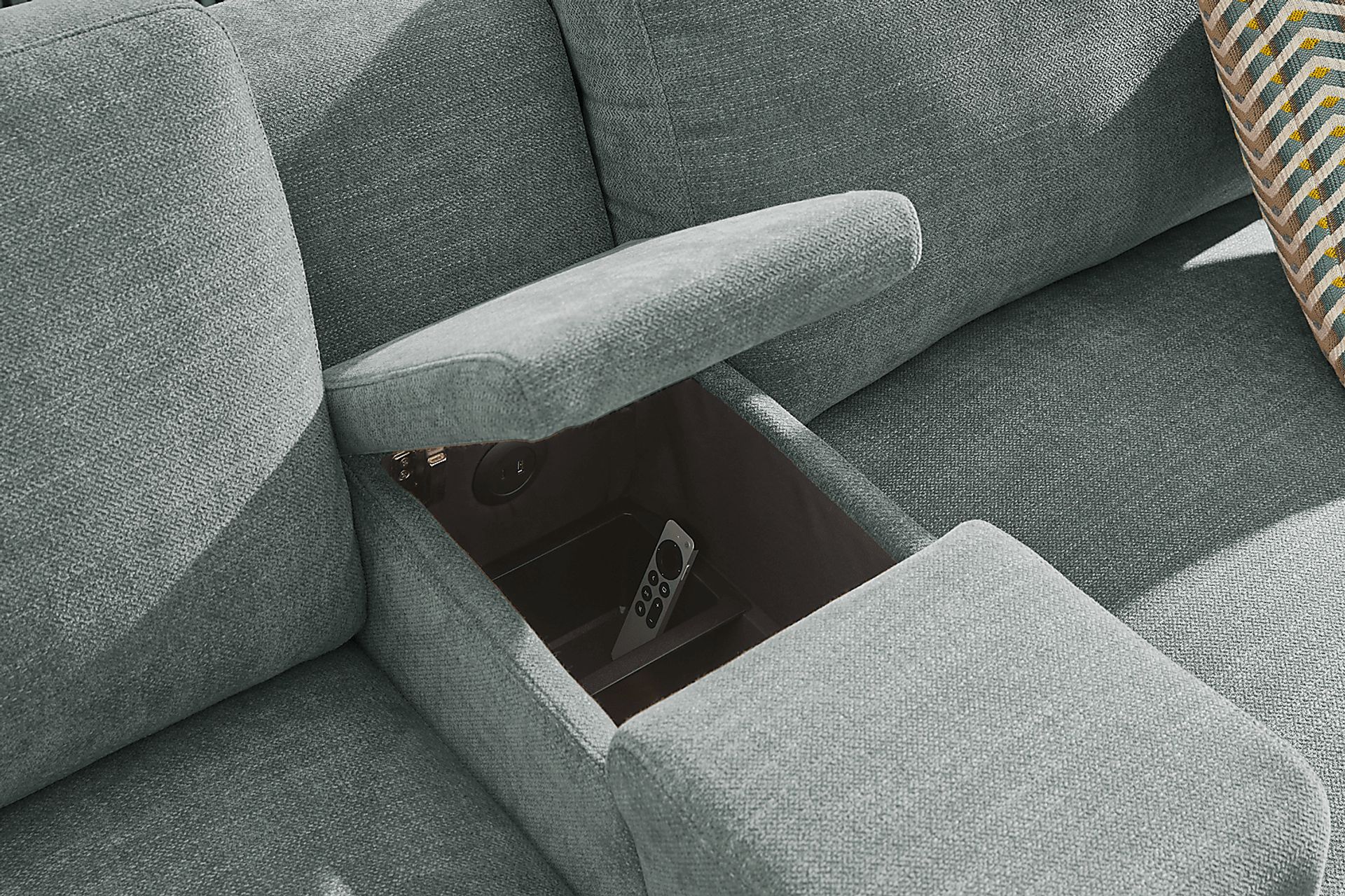 Tempo Modular Blue 6 Pc Sectional with Media Console - Image 5