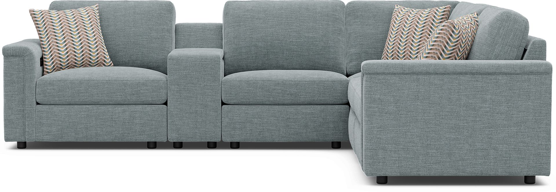 Tempo Modular Blue 6 Pc Sectional with Media Console - Image 3