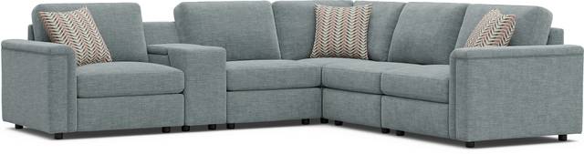 Tempo Modular Blue 6 Pc Sectional with Media Console - Thumbnail - Image 1