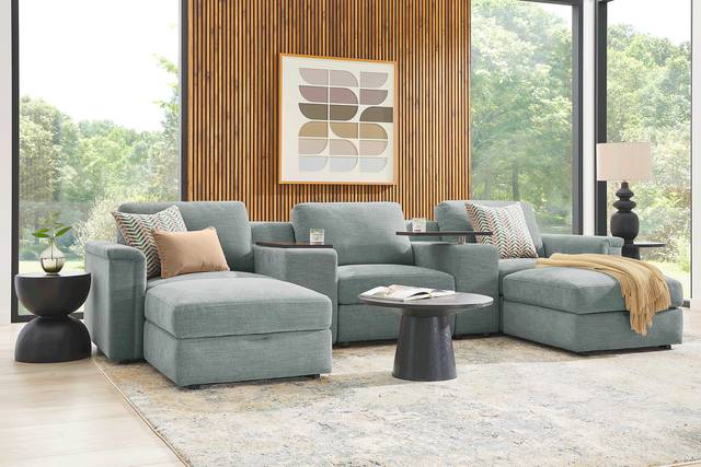 Tempo Modular Blue 7 Pc Sectional - Thumbnail - Image 1