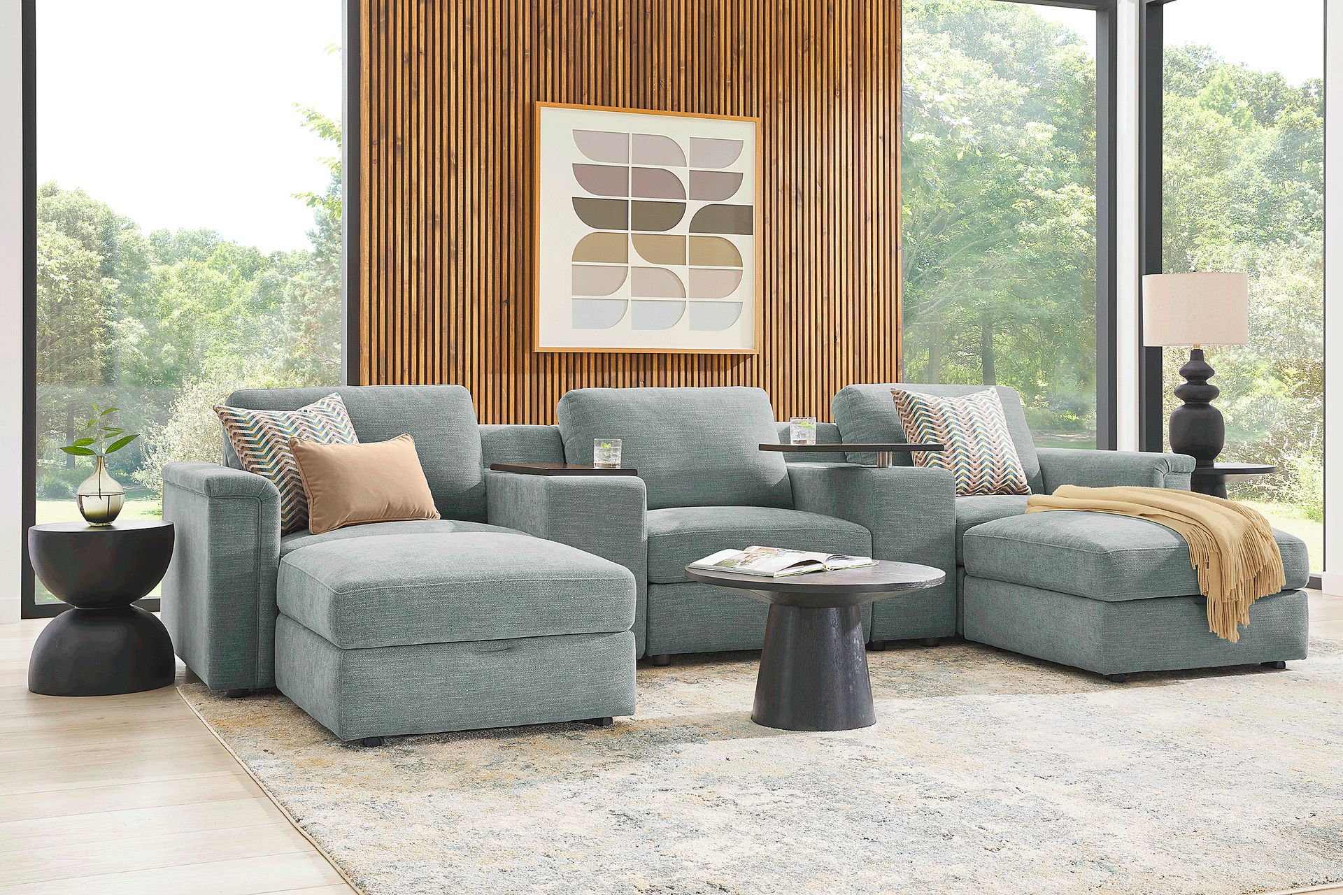 Tempo Modular Blue 7 Pc Sectional - Image 1