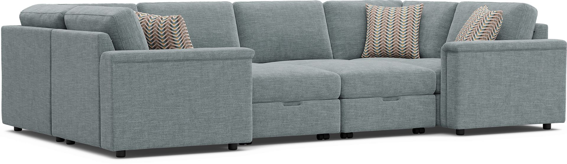 Tempo Modular Blue 8 Pc Sectional with Audio - Image 1