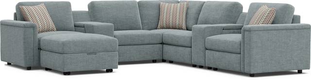 Tempo Modular Blue 8 Pc Sectional with Media Consoles - Thumbnail - Image 1