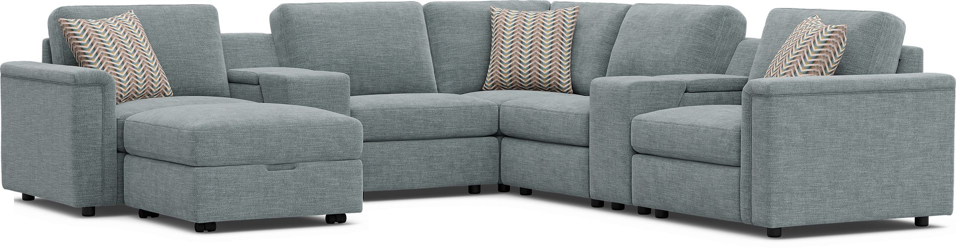 Tempo Modular Blue 8 Pc Sectional with Media Consoles - Image 1