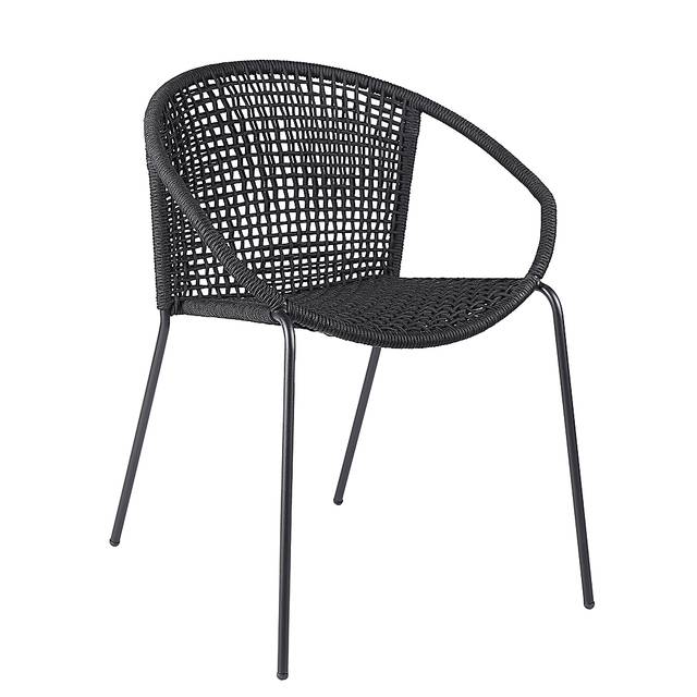 Terela Black Outdoor Arm Chair, Set of 2 - Thumbnail - Image 2