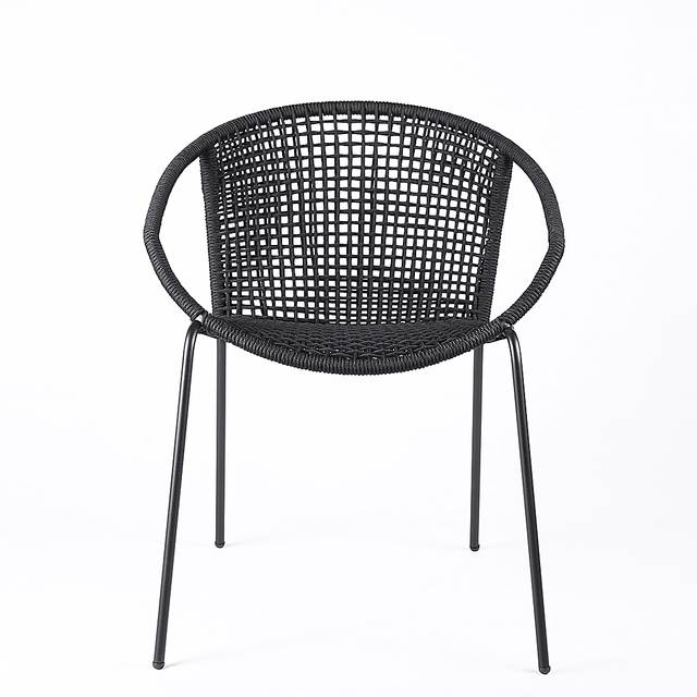 Terela Black Outdoor Arm Chair, Set of 2 - Thumbnail - Image 4