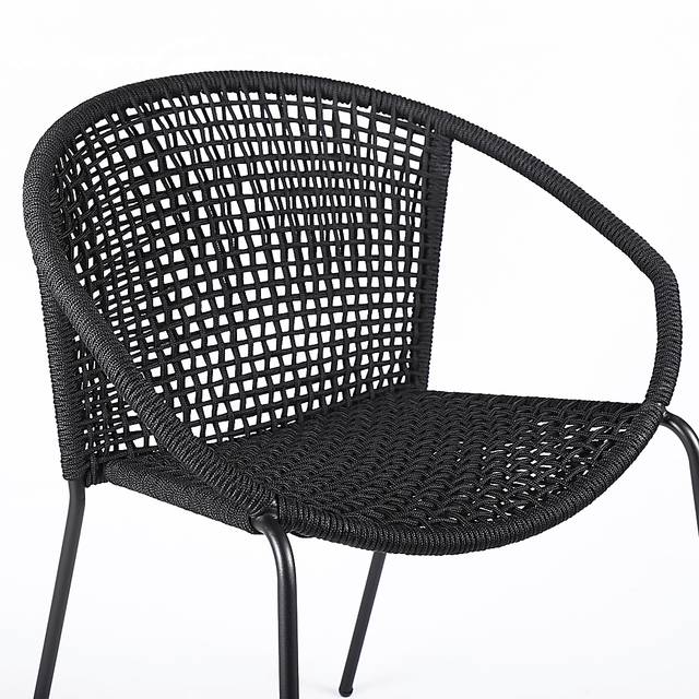 Terela Black Outdoor Arm Chair, Set of 2 - Thumbnail - Image 5