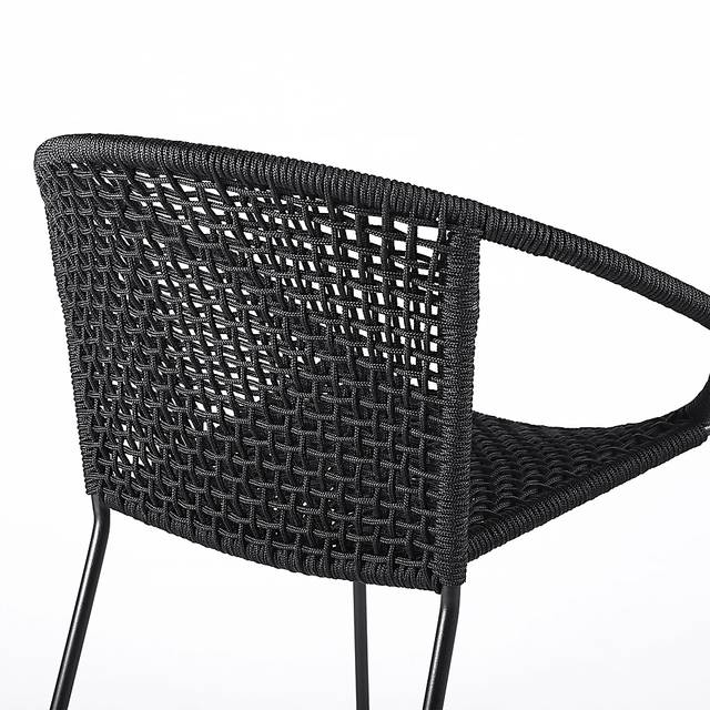 Terela Black Outdoor Arm Chair, Set of 2 - Thumbnail - Image 6