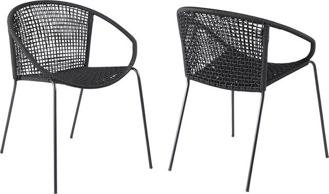 Terela Black Outdoor Arm Chair, Set of 2 - Thumbnail - Image 1