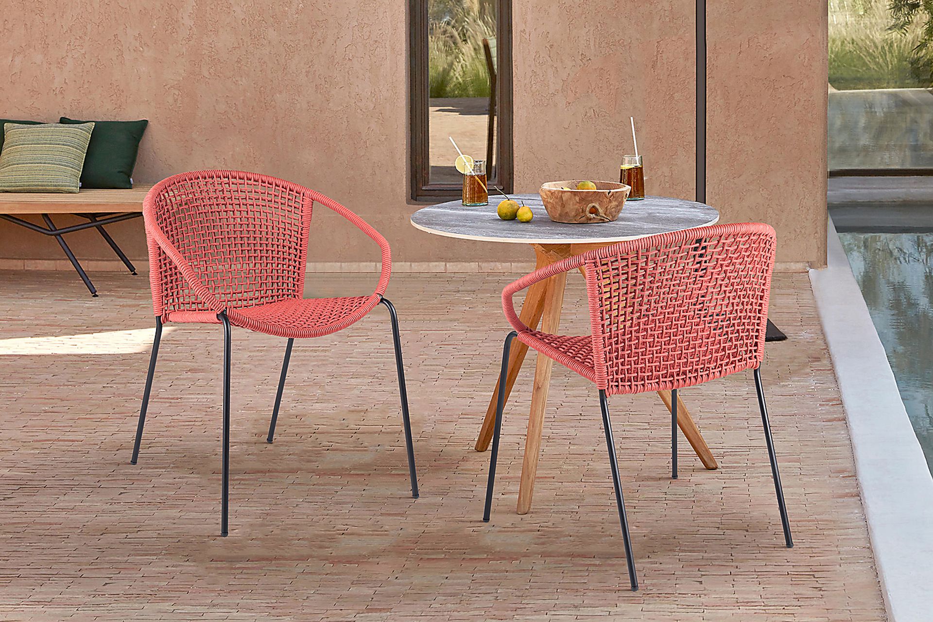 Terela Red Outdoor Arm Chair, Set of 2 - Image 8