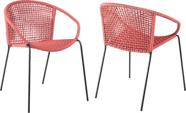 Terela Red Outdoor Arm Chair, Set of 2