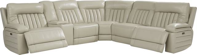 Terenzo Beige Leather 9 Pc Dual Power Reclining Sectional Living Room - Thumbnail - Image 3