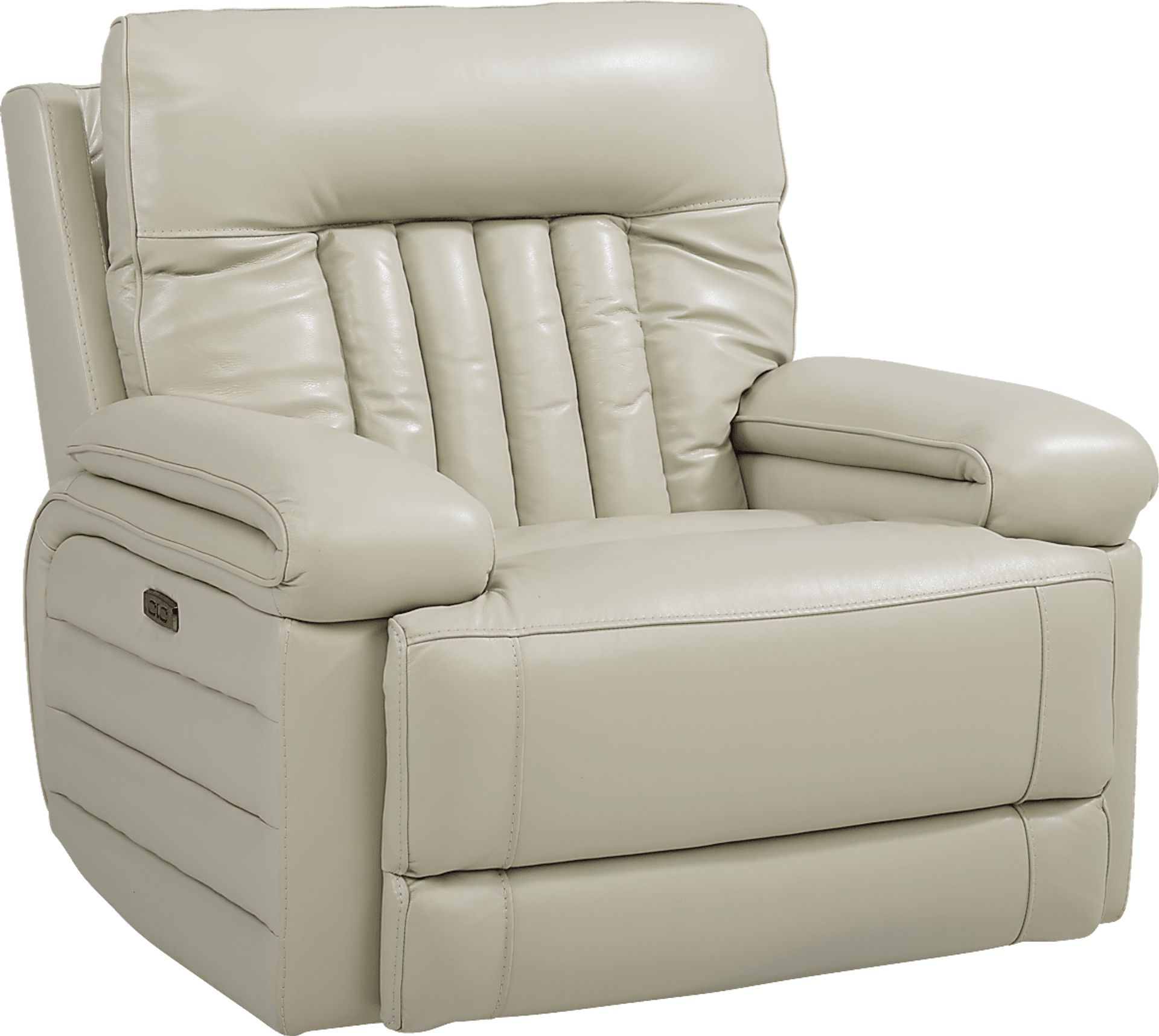 Terenzo Beige Leather Dual Power Recliner - Image 1